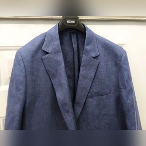 BONBONS MENS BLUE CHECKS LINEN DOUBLE VENTS SLIM FIT SPORTS JACKET SIZE 46R $550